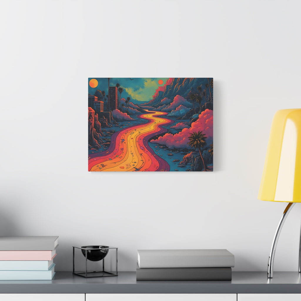 Vibrant Retro Landscape Canvas Print - Bohemian Wall Art