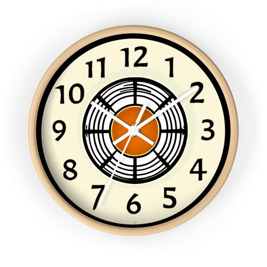 Retro Orange & Black line art Wall Clock