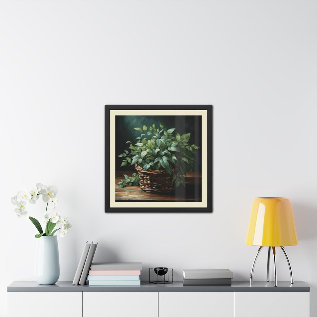 Herbal Basket Kitchen Decor Framed Poster