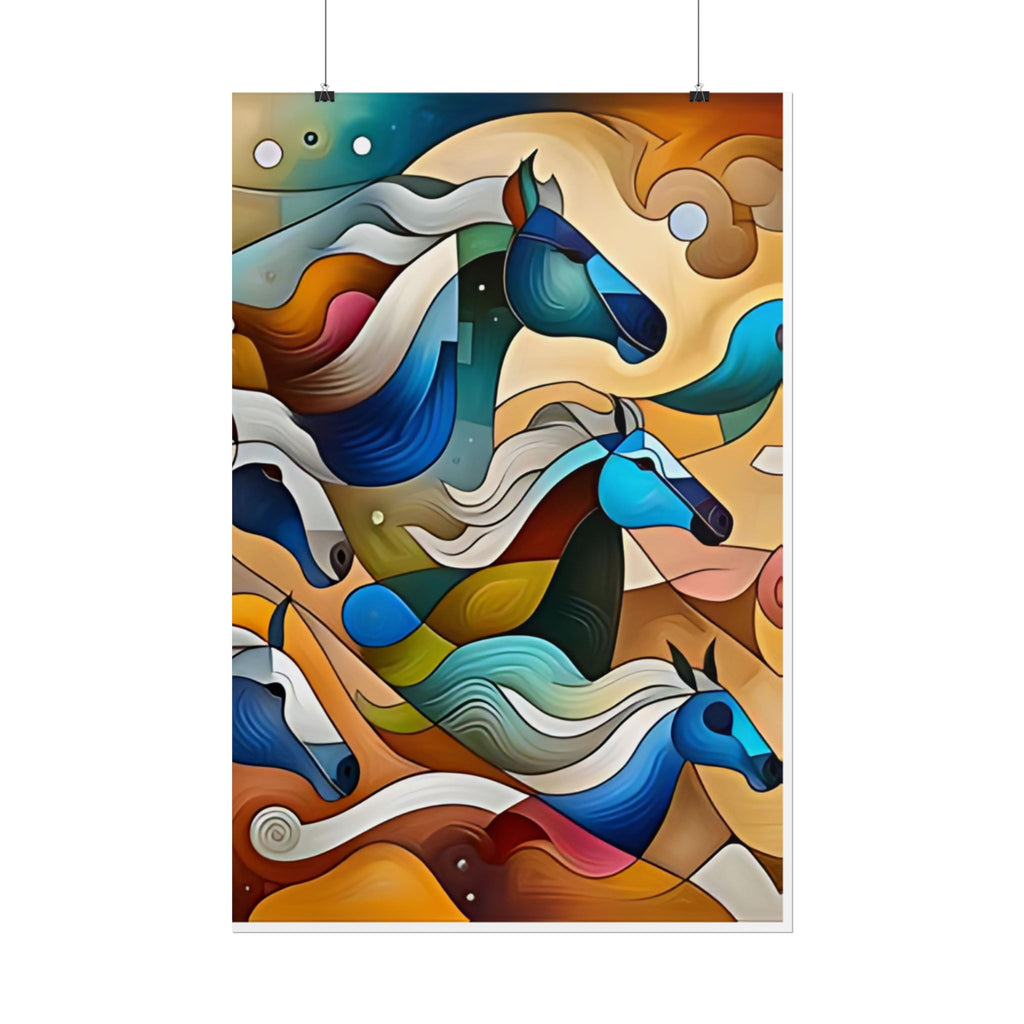 Jewel-Tone Horse Racing Poster — Rolled Unframed Prints (Multiple Papers & Sizes)
