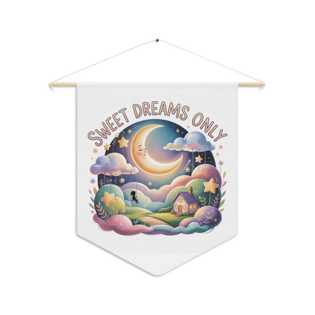 Sweet Dreams Only Inspirational Pennant Wall Banner — Calming Sky Quote Decor for Bedroom & Nursery