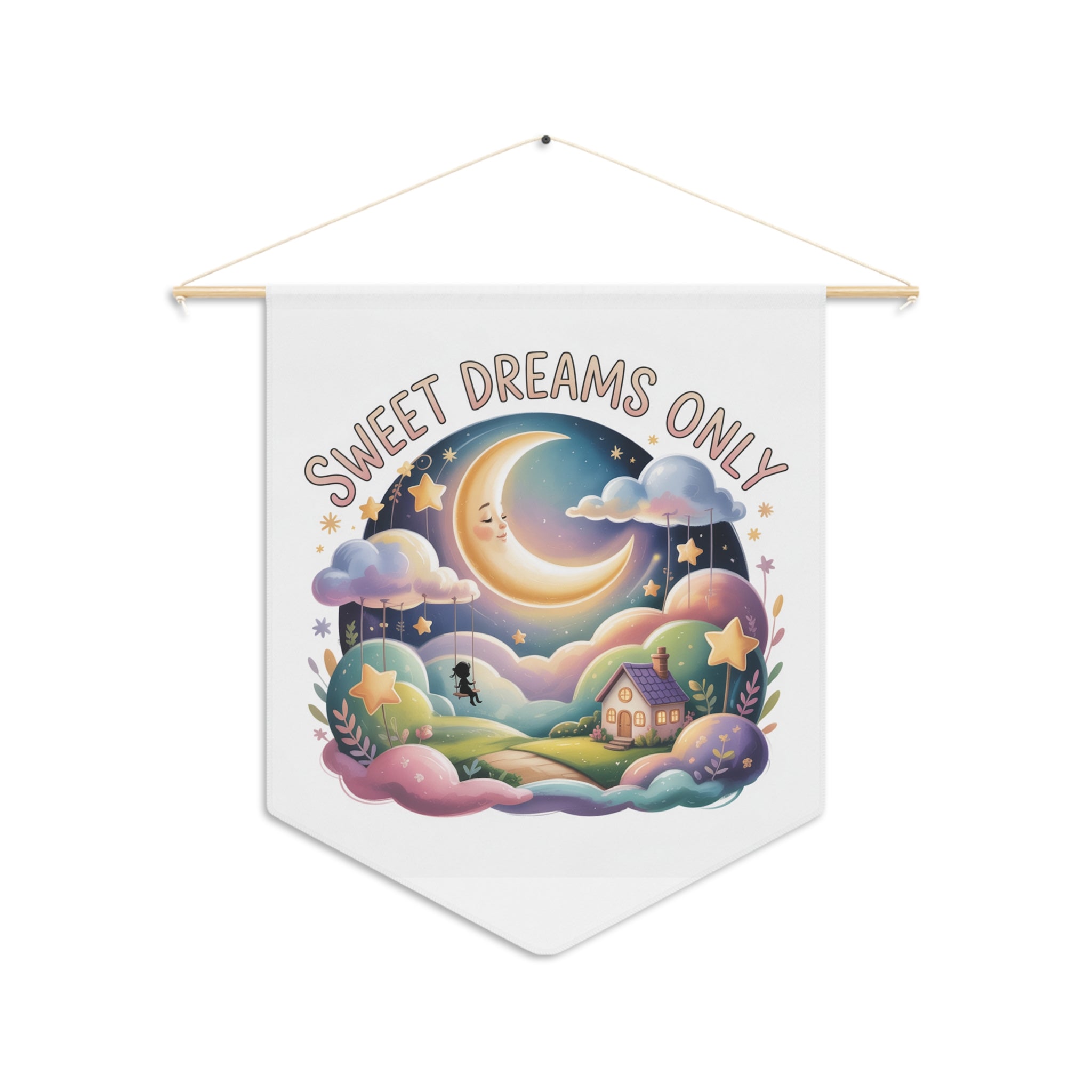 Sweet Dreams Only Inspirational Pennant Wall Banner — Calming Sky Quote Decor for Bedroom & Nursery