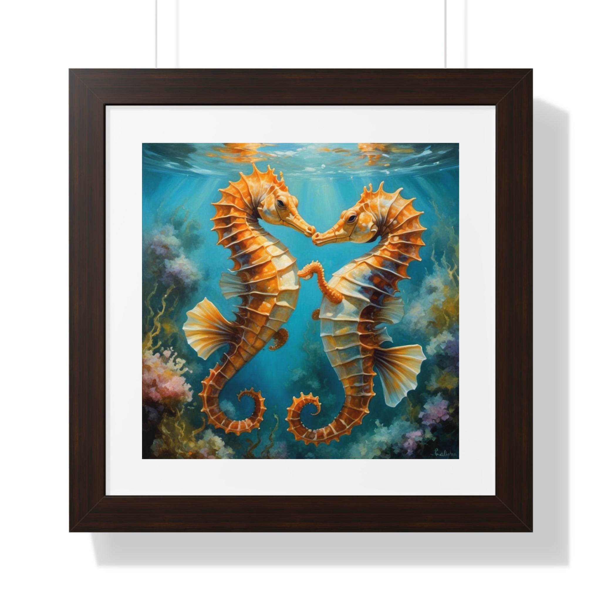 Framed Poster Seahorses in Love