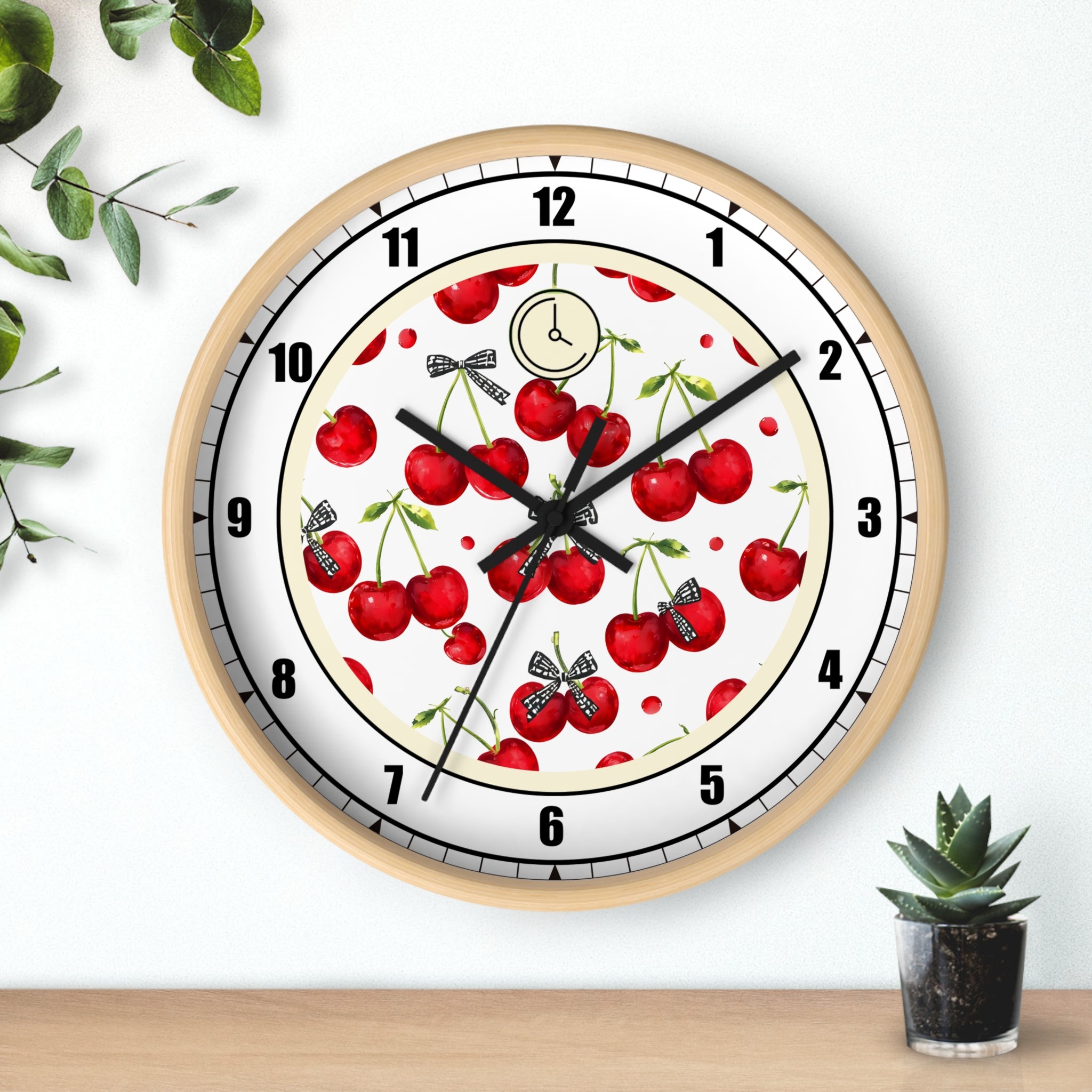 Cherry Blossom Wall Clock - Vintage Kitchen Decor, Fruit Theme Gift, Timepiece for Home & Farmhouse, Cute Gift for Garden Lovers