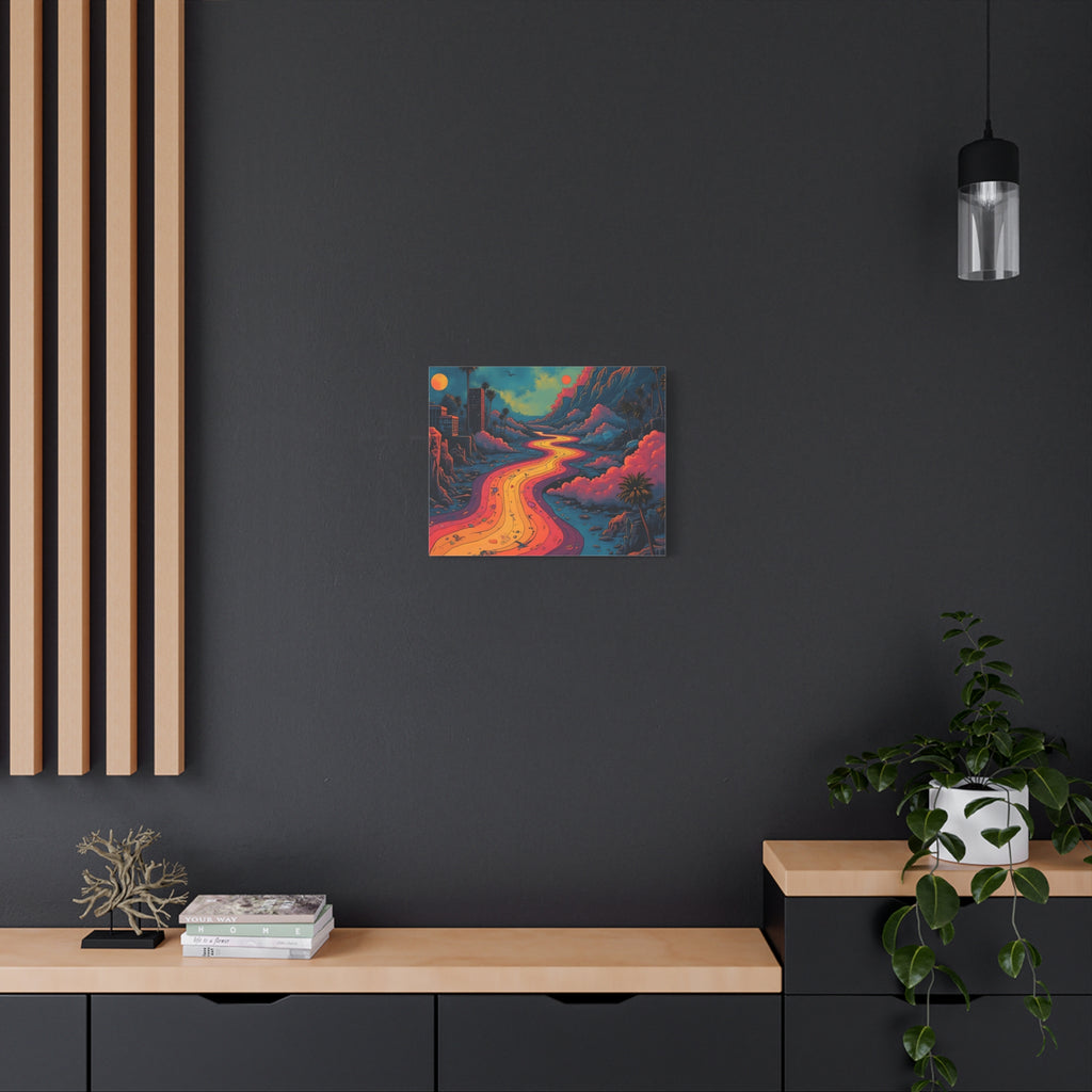 Vibrant Retro Landscape Canvas Print - Bohemian Wall Art