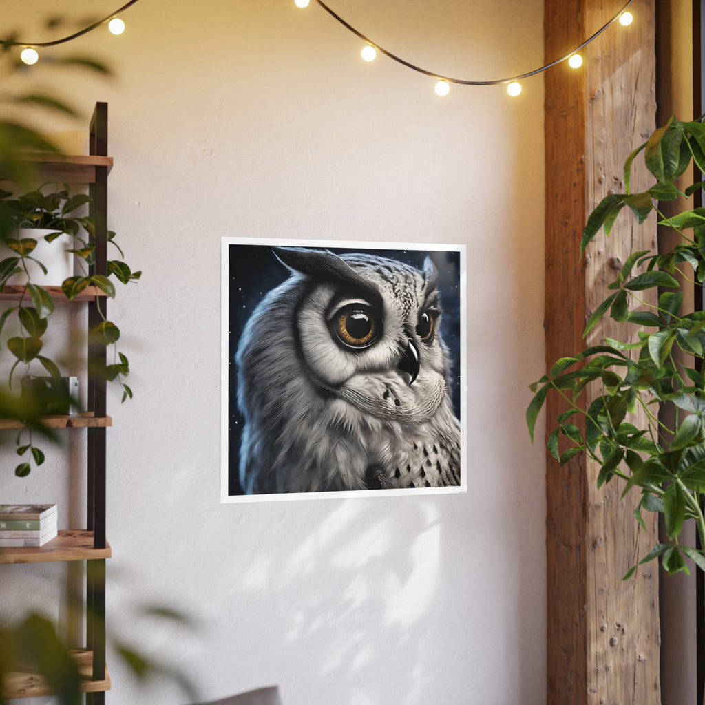 Night Owl Unframed Square Satin Poster for Wall Art - Photographic AI Art