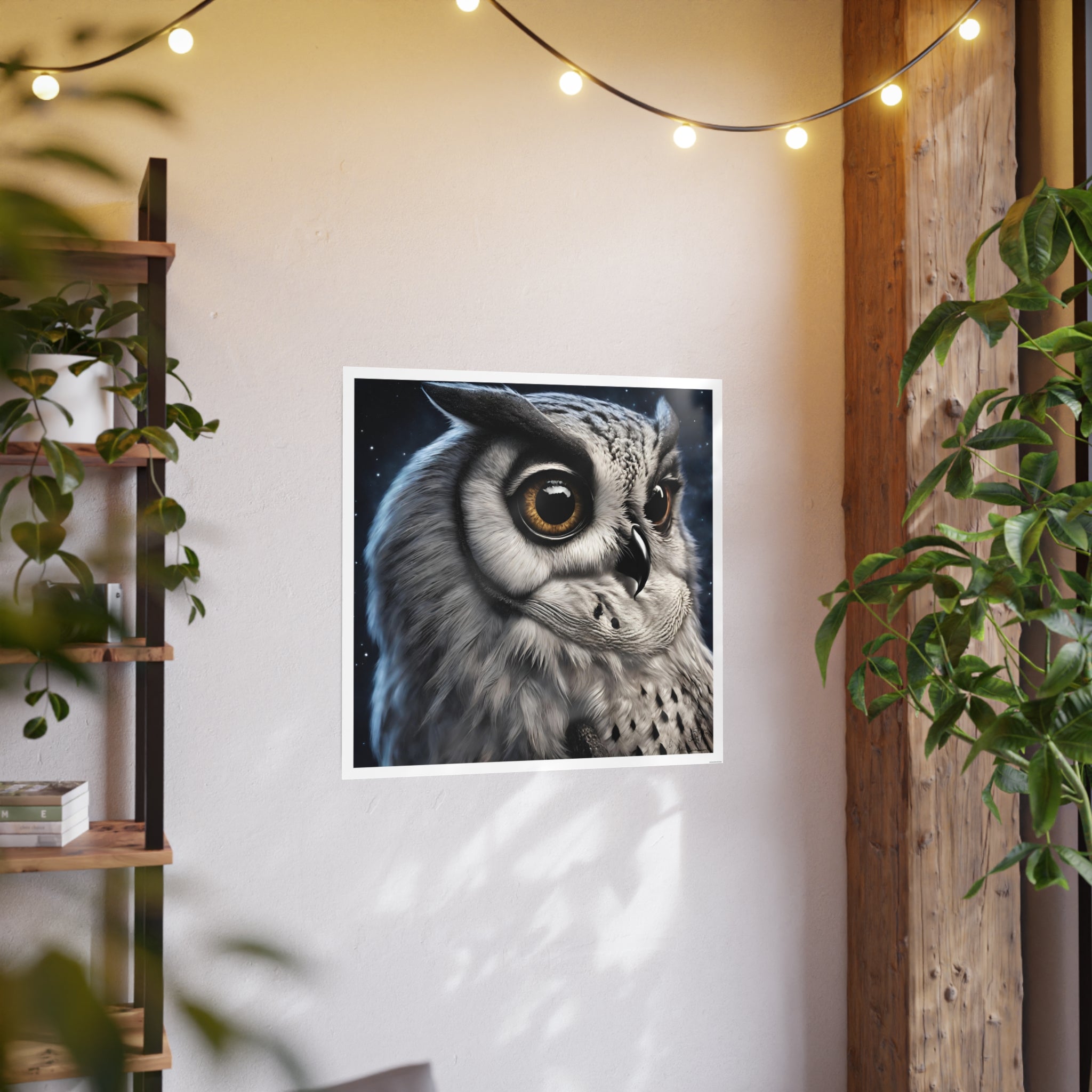 Night Owl Unframed Square Satin Poster for Wall Art - Photographic AI Art