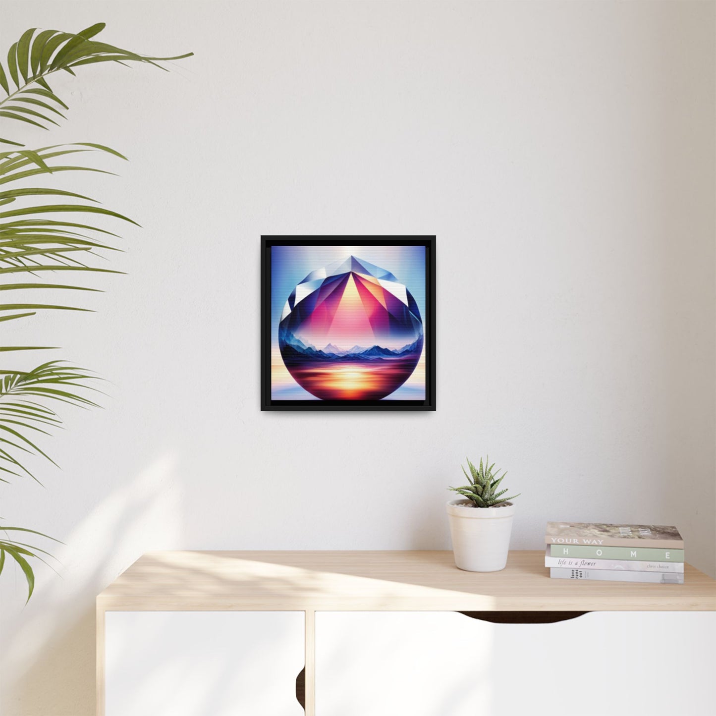 Framed Canvas Print, Landscape Inside a Gem, Digital Art