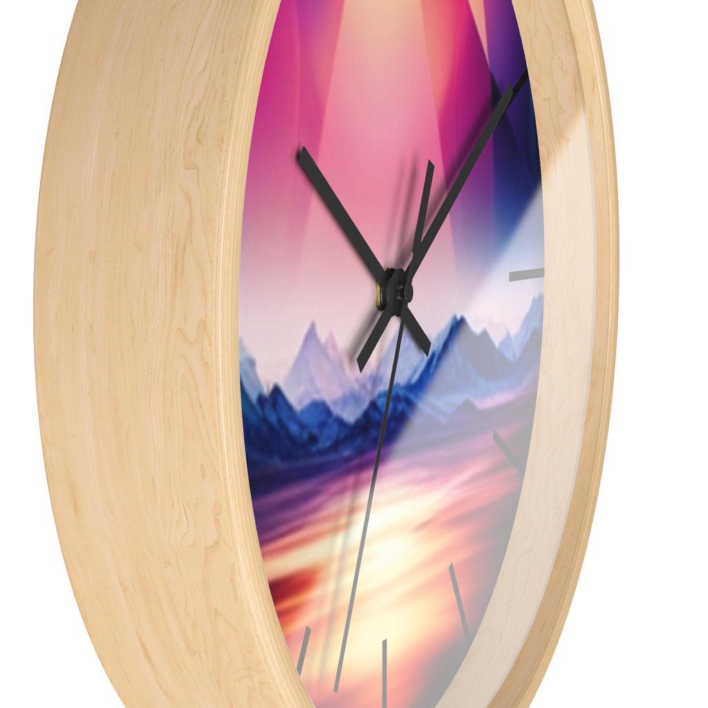 Gemstone Landscape Wall Clock, Round Silent Black Clock, Home Decor, Office Decor, Nature Lover Gift, Unique Clock Gift