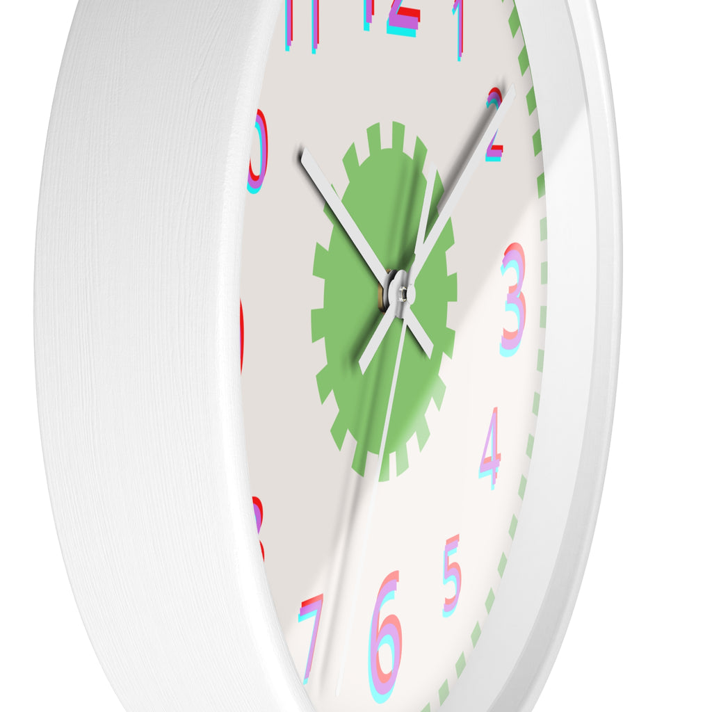 All Geared Up Green Kids Wall Clock — 10" Non‑Ticking Personalized Name Option