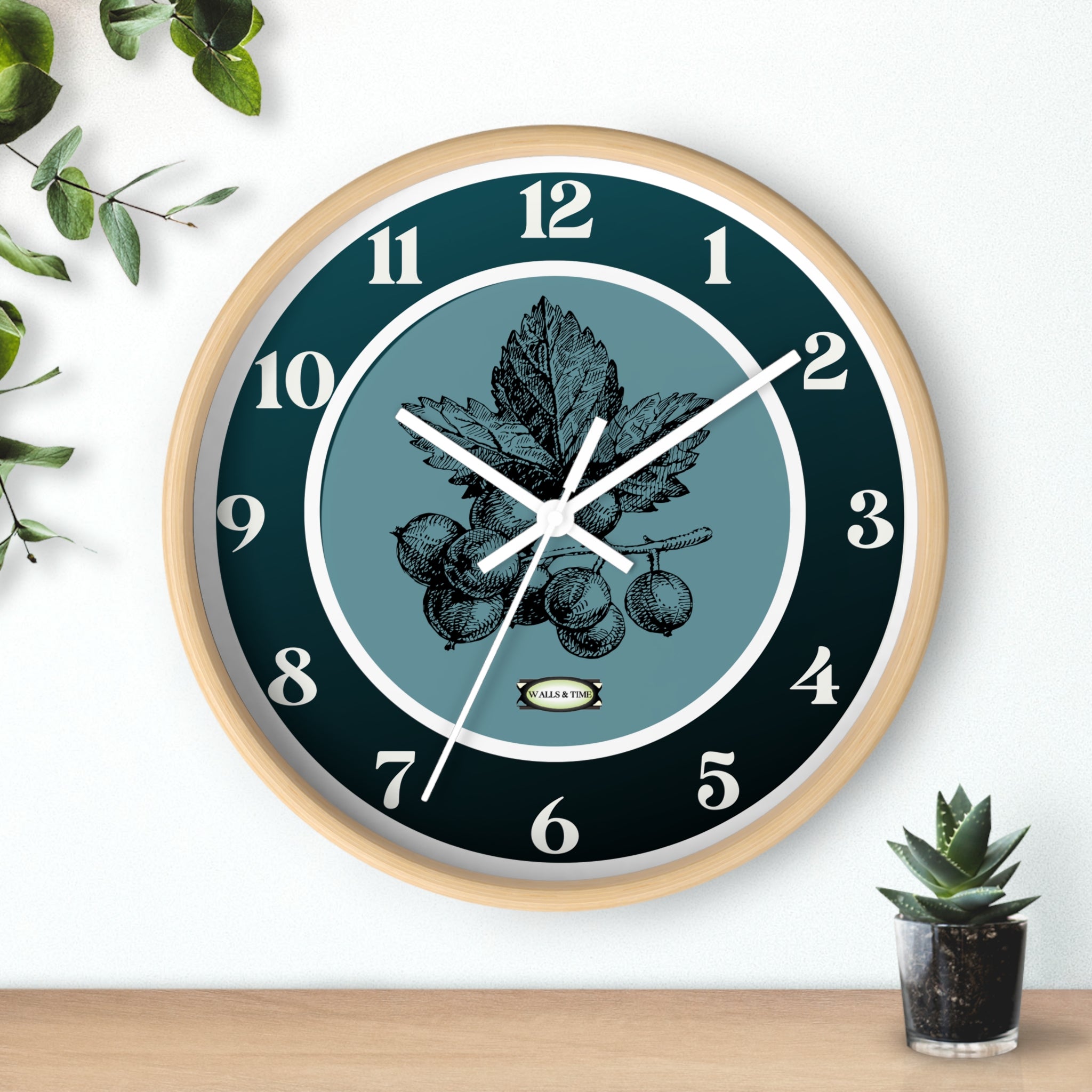 Botanical Chestnut Wall Clock — Vintage Plant Illustration Timepiece