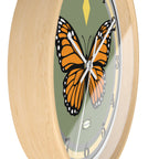 Silent Butterfly Wall Clock in Olive Green