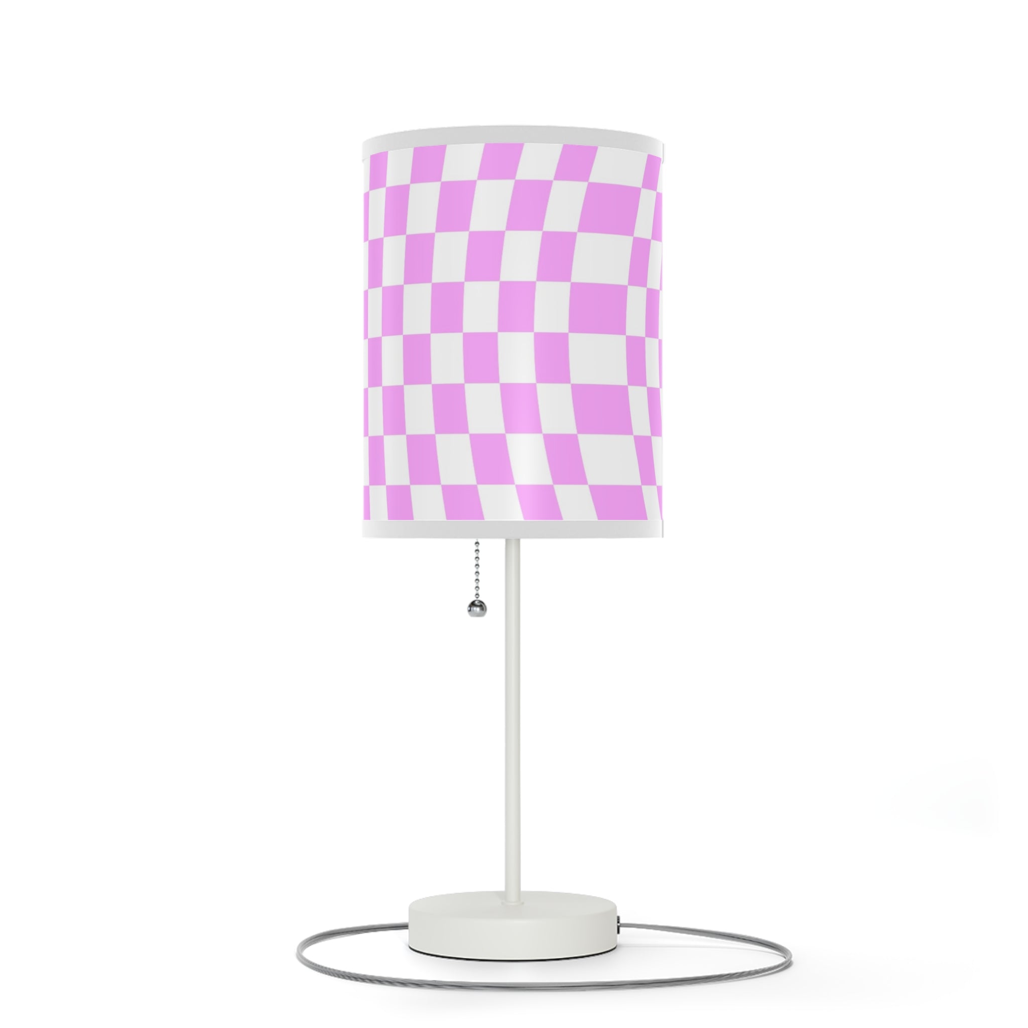 Pink Checkered Side Rable Lamp