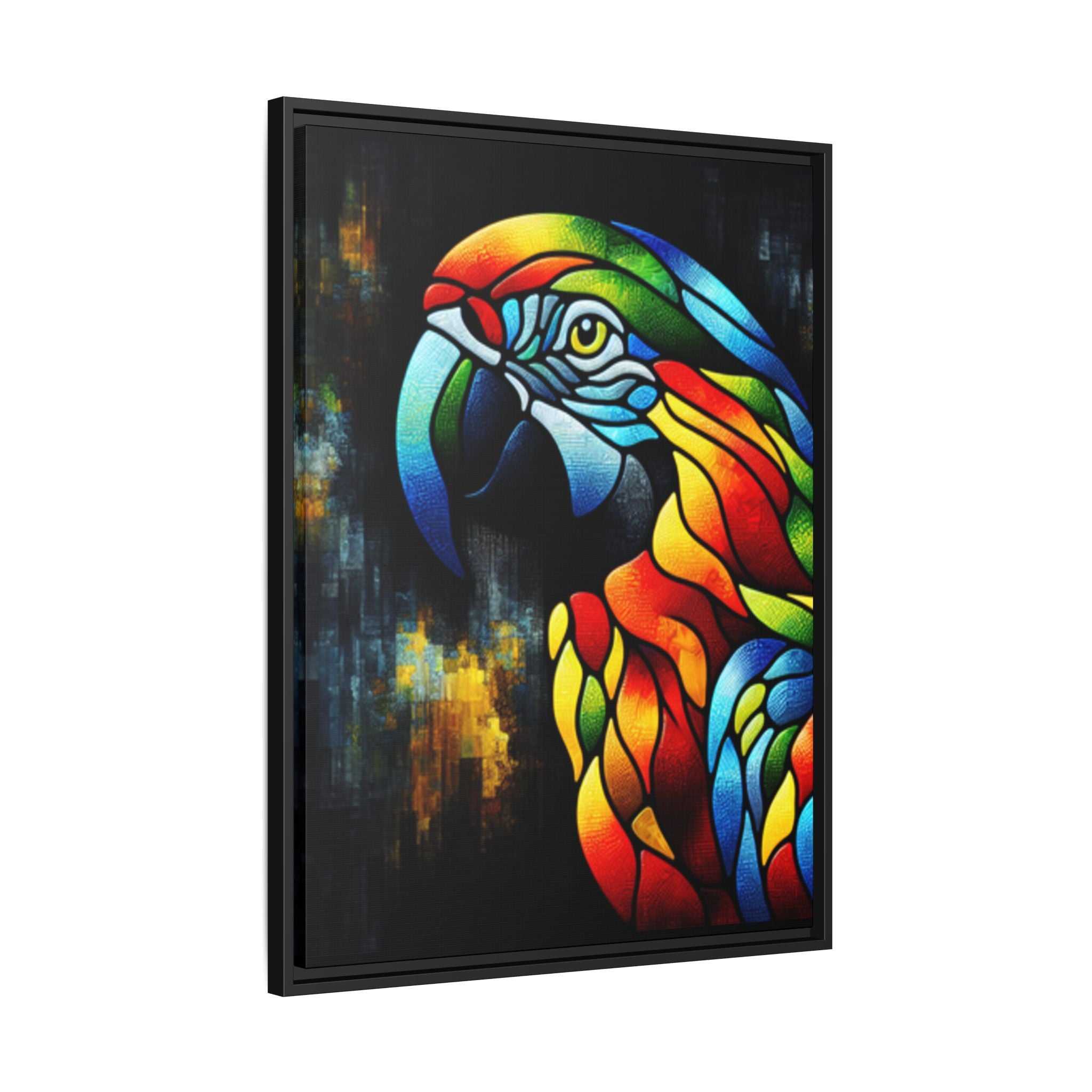 Mosaic Style Parrot Framed Canvas Art Print