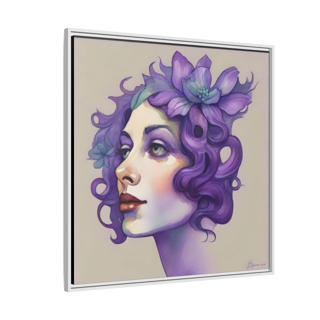 Purple Floral Portrait Matte Canvas Framed Wall Art