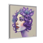 Purple Floral Portrait Matte Canvas Framed Wall Art
