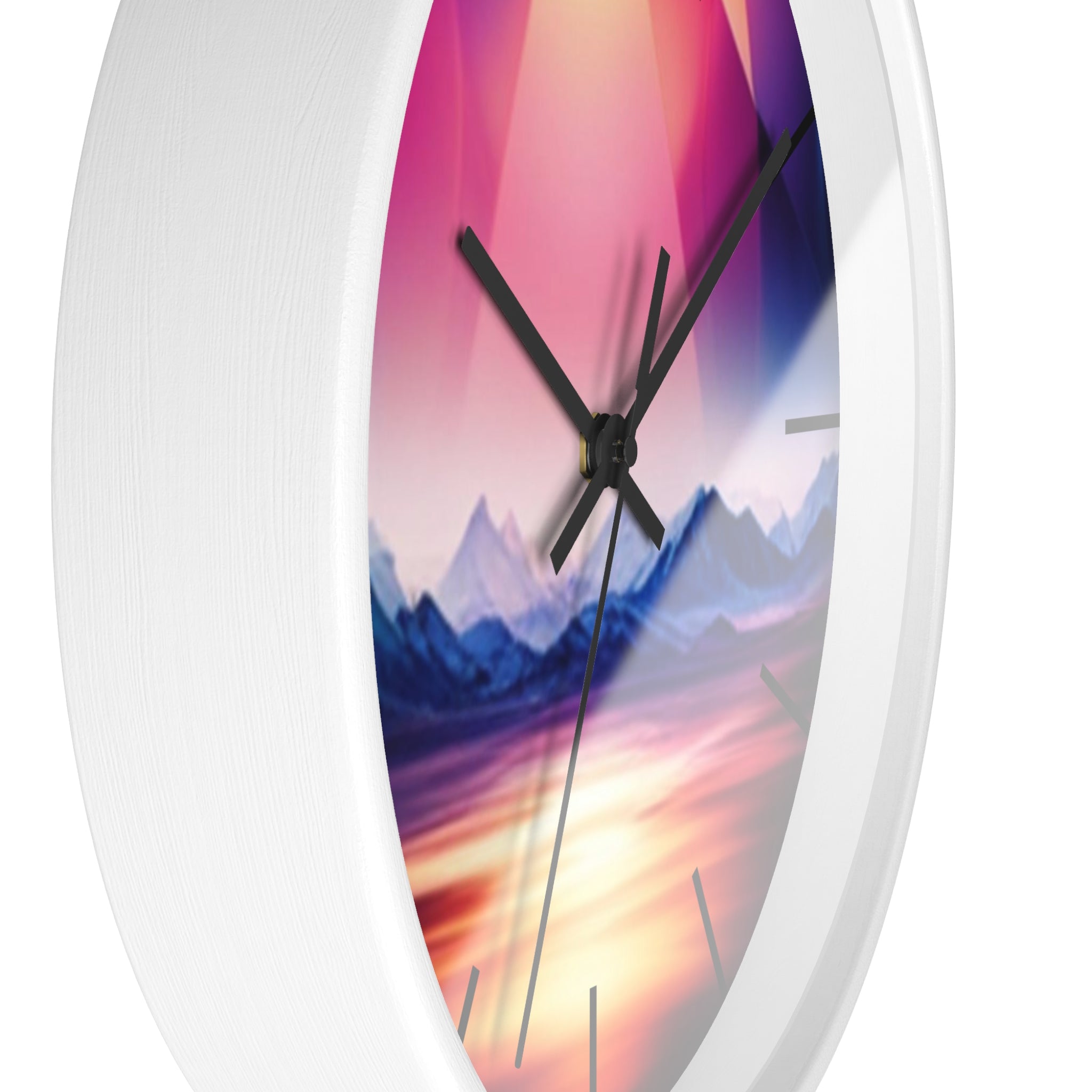 Gemstone Landscape Wall Clock, Round Silent Black Clock, Home Decor, Office Decor, Nature Lover Gift, Unique Clock Gift