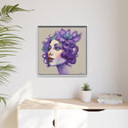 Purple Floral Portrait Matte Canvas Framed Wall Art