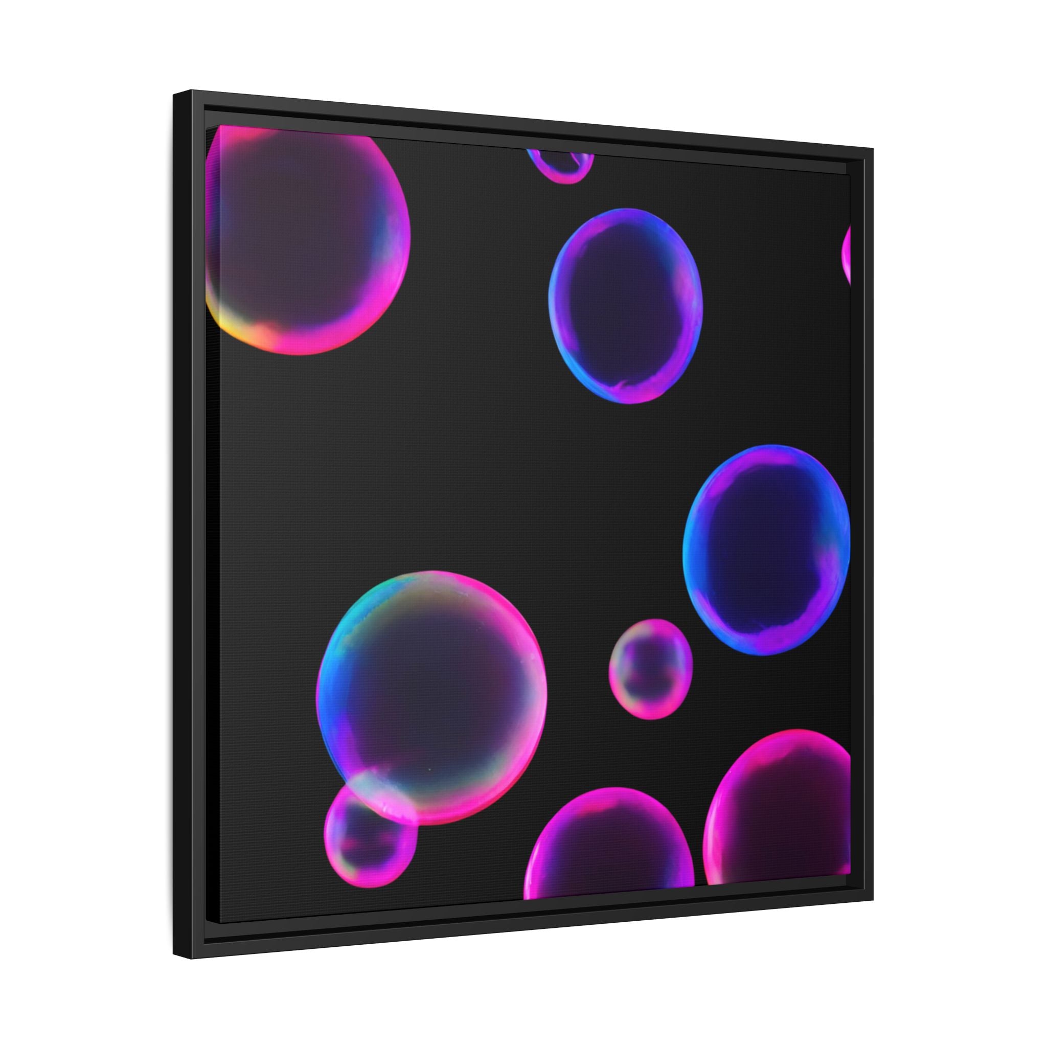 Neon Bubbles Art Print on Canvas Framed Black Light Effect
