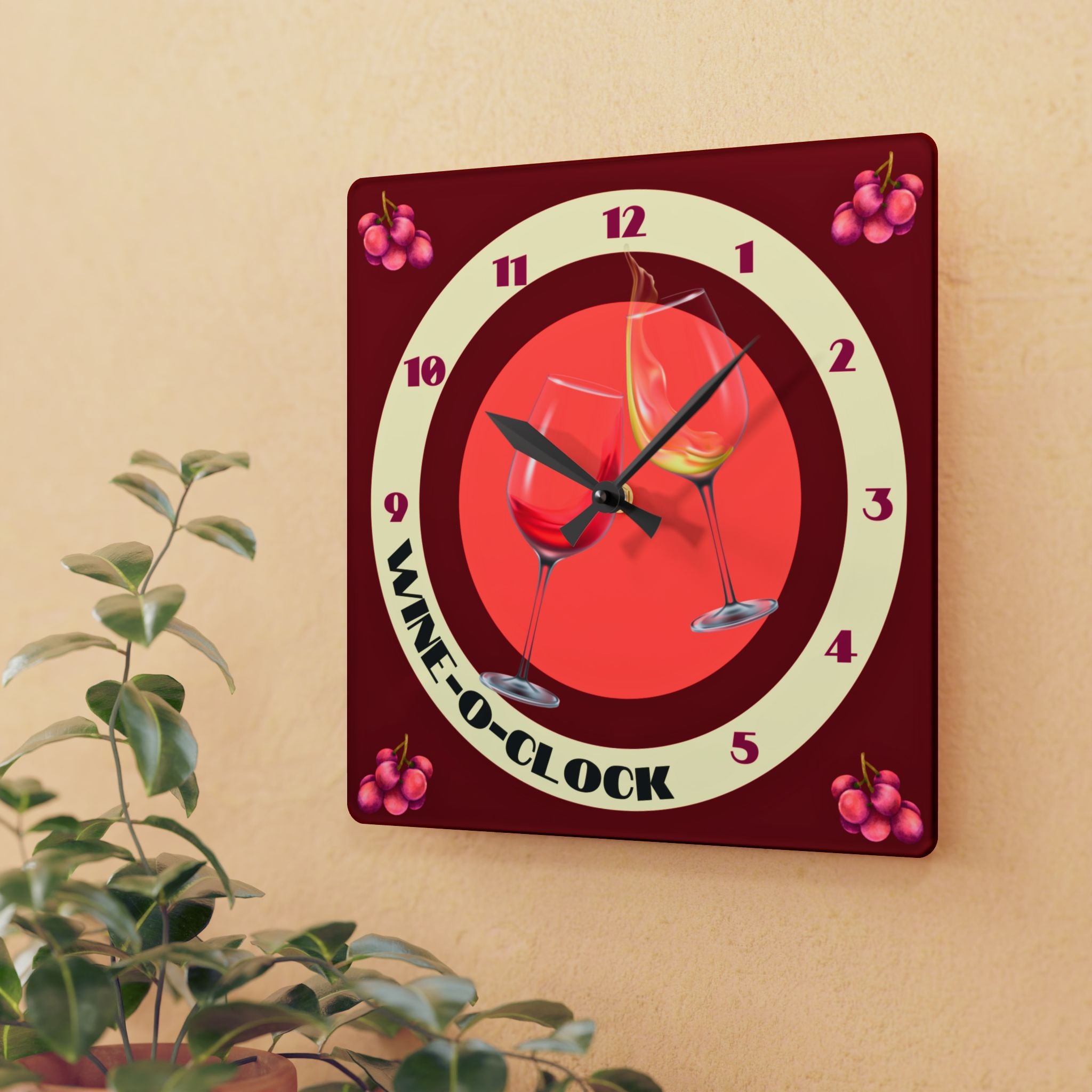 Wine O' Clock, Round Wall Clock, in 2 sizes