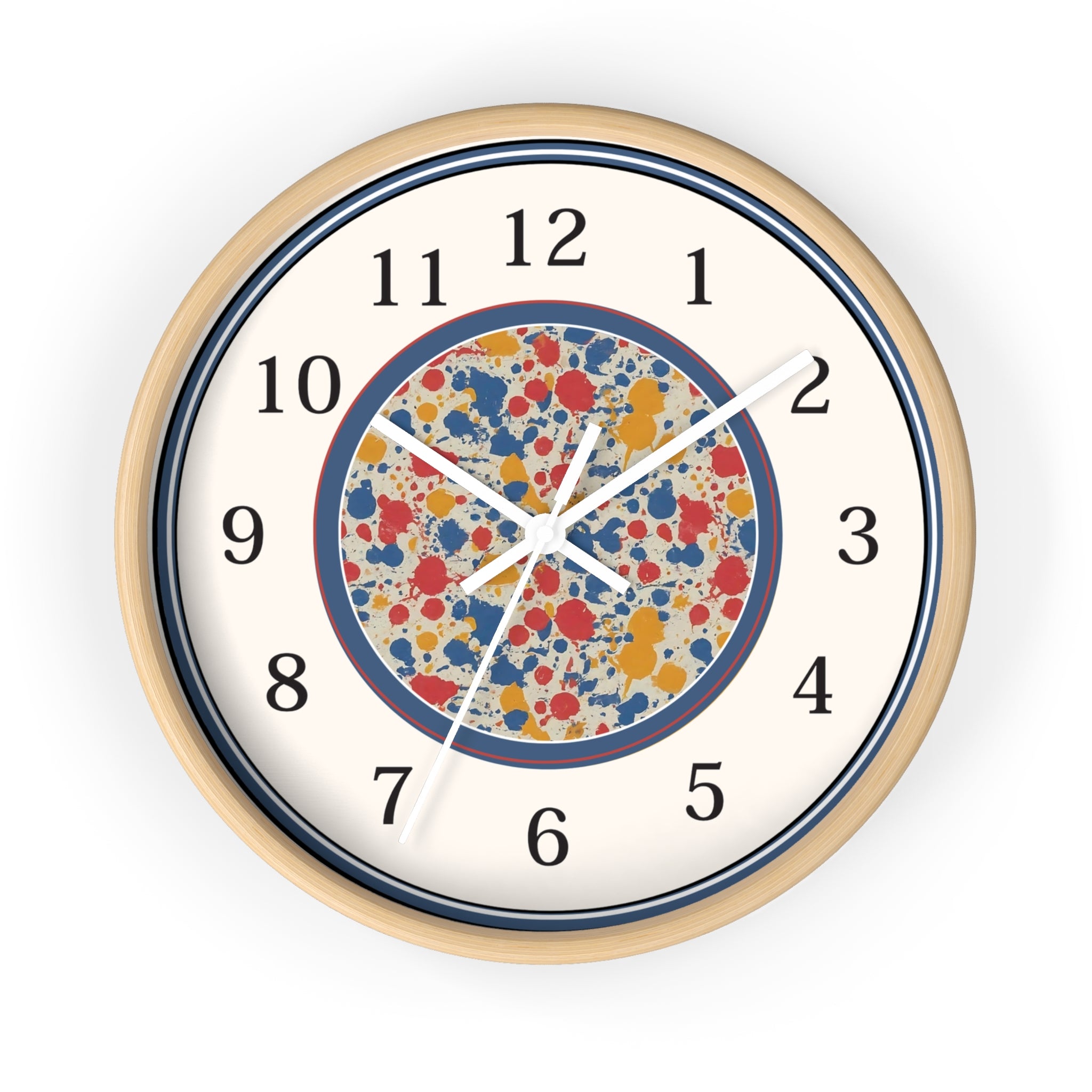 Unque Wall Clock, Artsy Paint Splatter Design