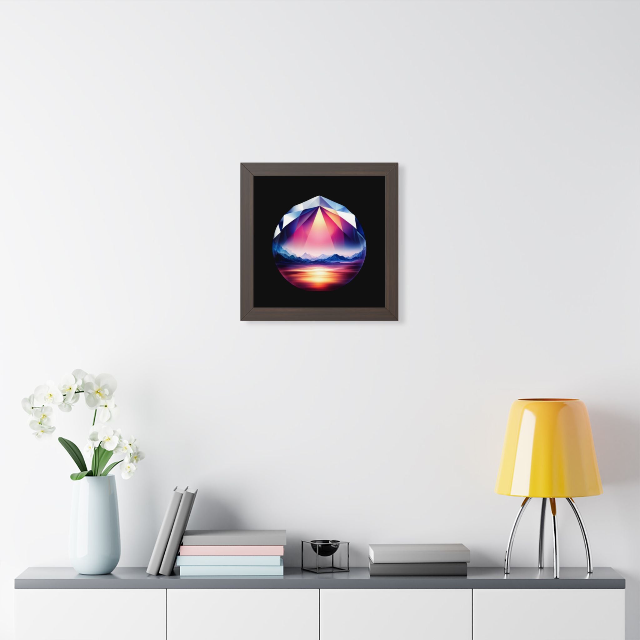 Framed Poster - Landscape Image Faceted Jewel Design