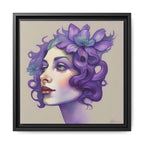 Purple Floral Portrait Matte Canvas Framed Wall Art