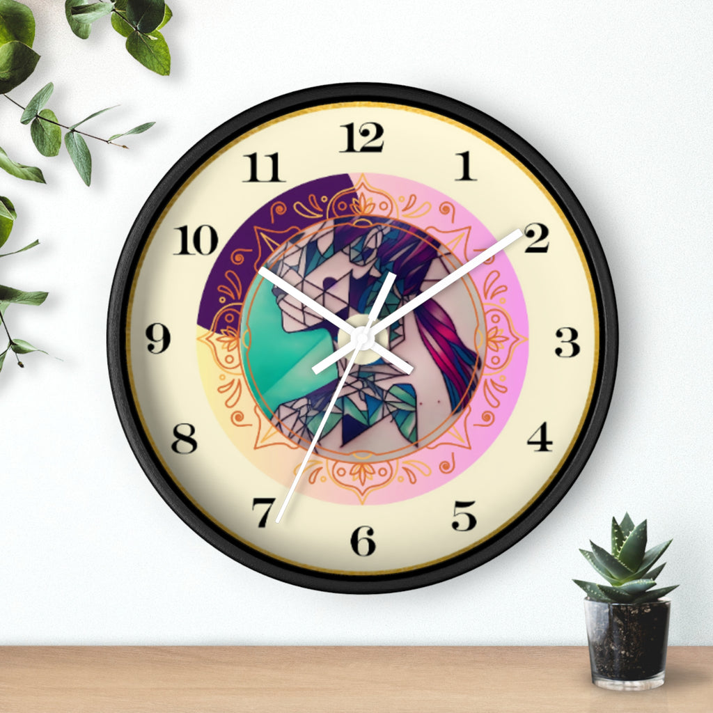 Teen Girl Tattoo Art Wall Clock — Non‑Ticking Bedroom Decor