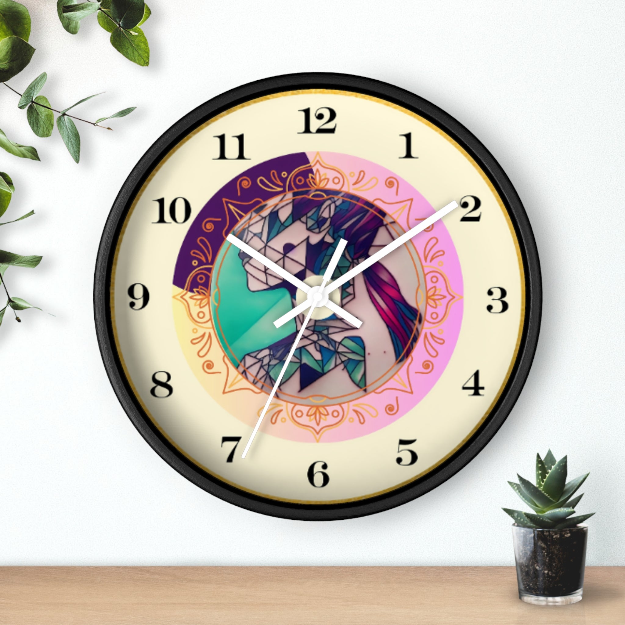 Teen Girl Tattoo Art Wall Clock — Non‑Ticking Bedroom Decor