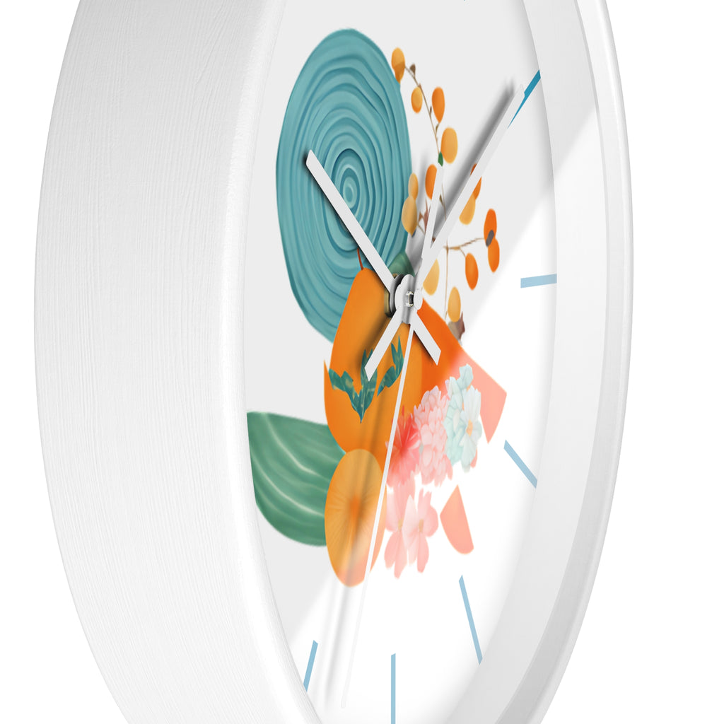Wall Clock,  Abstract Art, Turquoise Orange