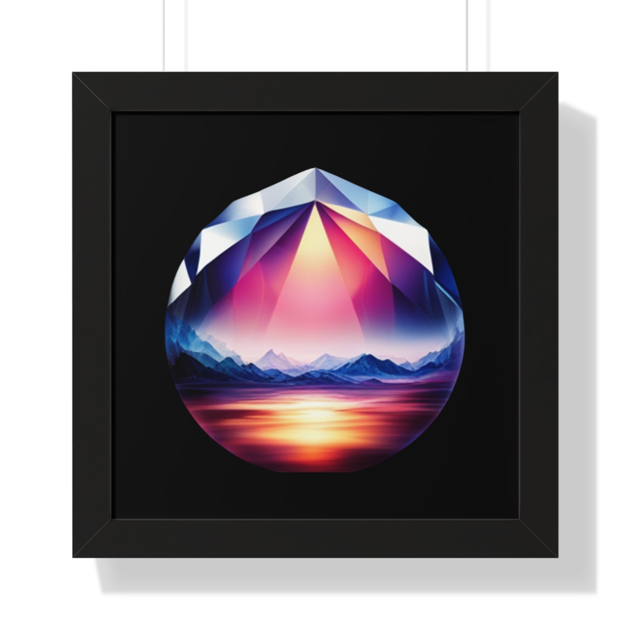Framed Poster - Landscape Image Faceted Jewel Design