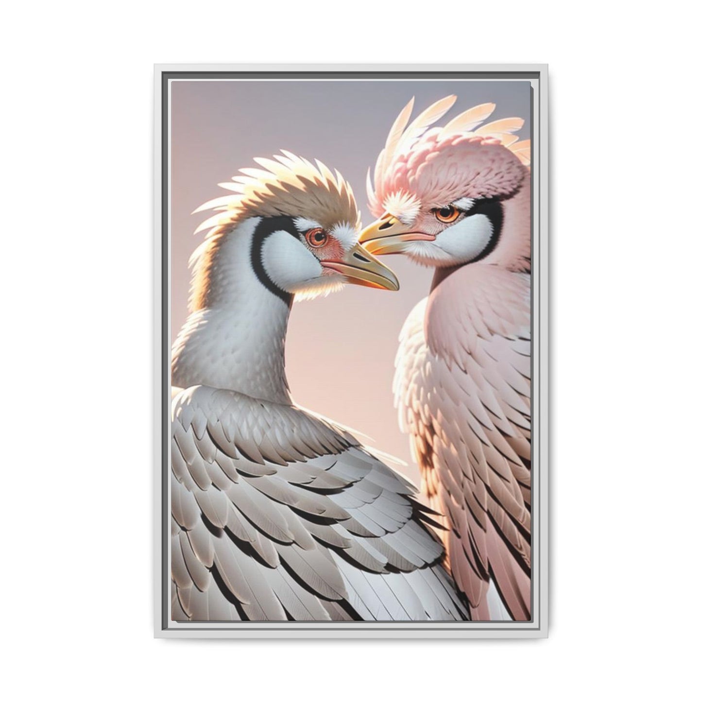 Framed Canvas Art Print - Ostrich Love