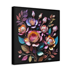 Floral 3D Wall Art Canvas - Elegant Moody Rose Design for Home Decor
