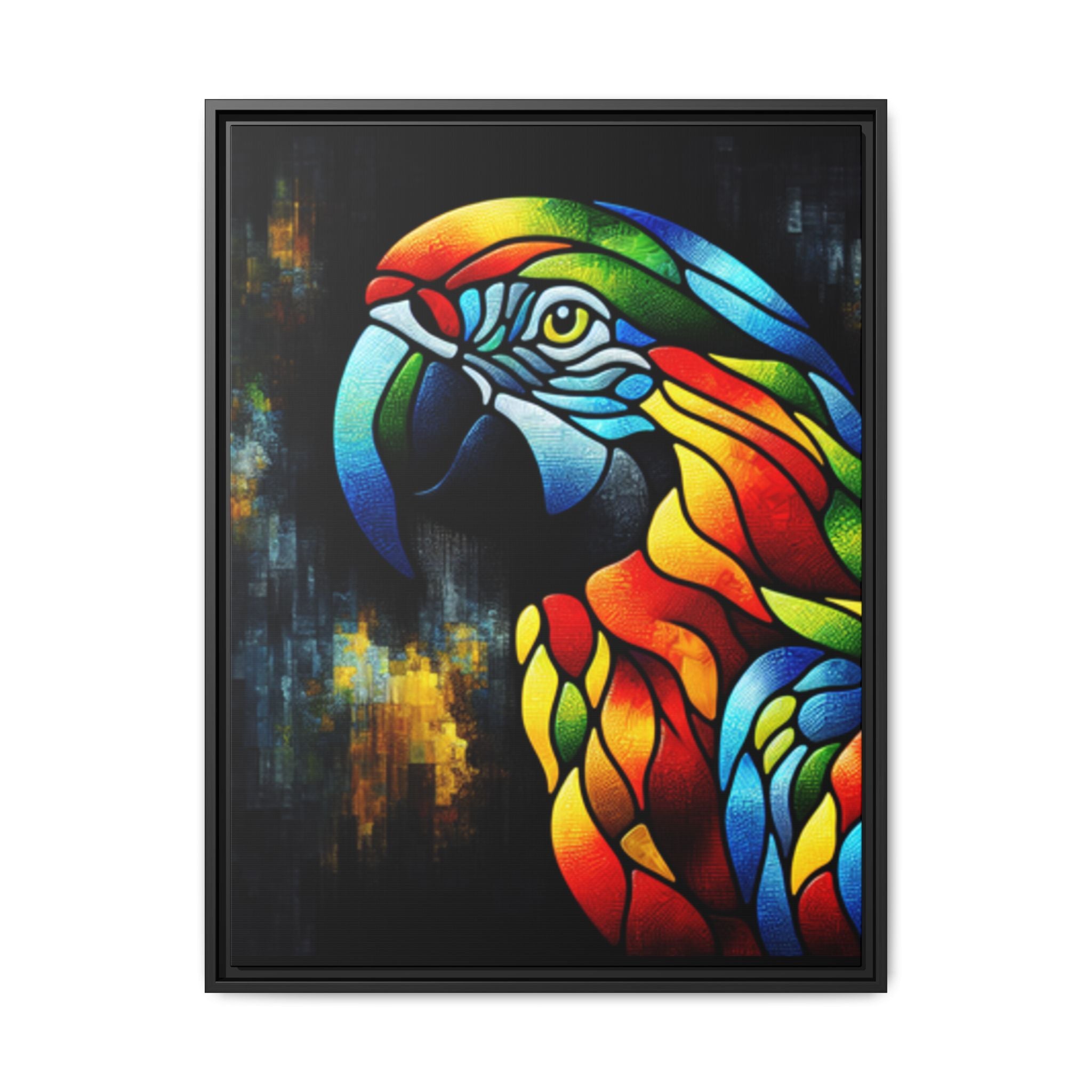 Mosaic Style Parrot Framed Canvas Art Print