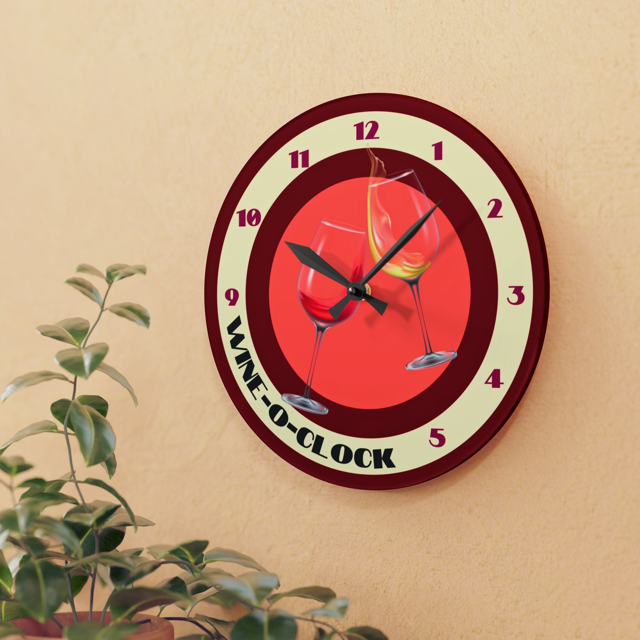 Wine O' Clock, Round Wall Clock, in 2 sizes