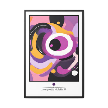 "Une Goutte Violette III" a Digital Painting for Kids, Set of 3, Matte Canvas, Black Frame