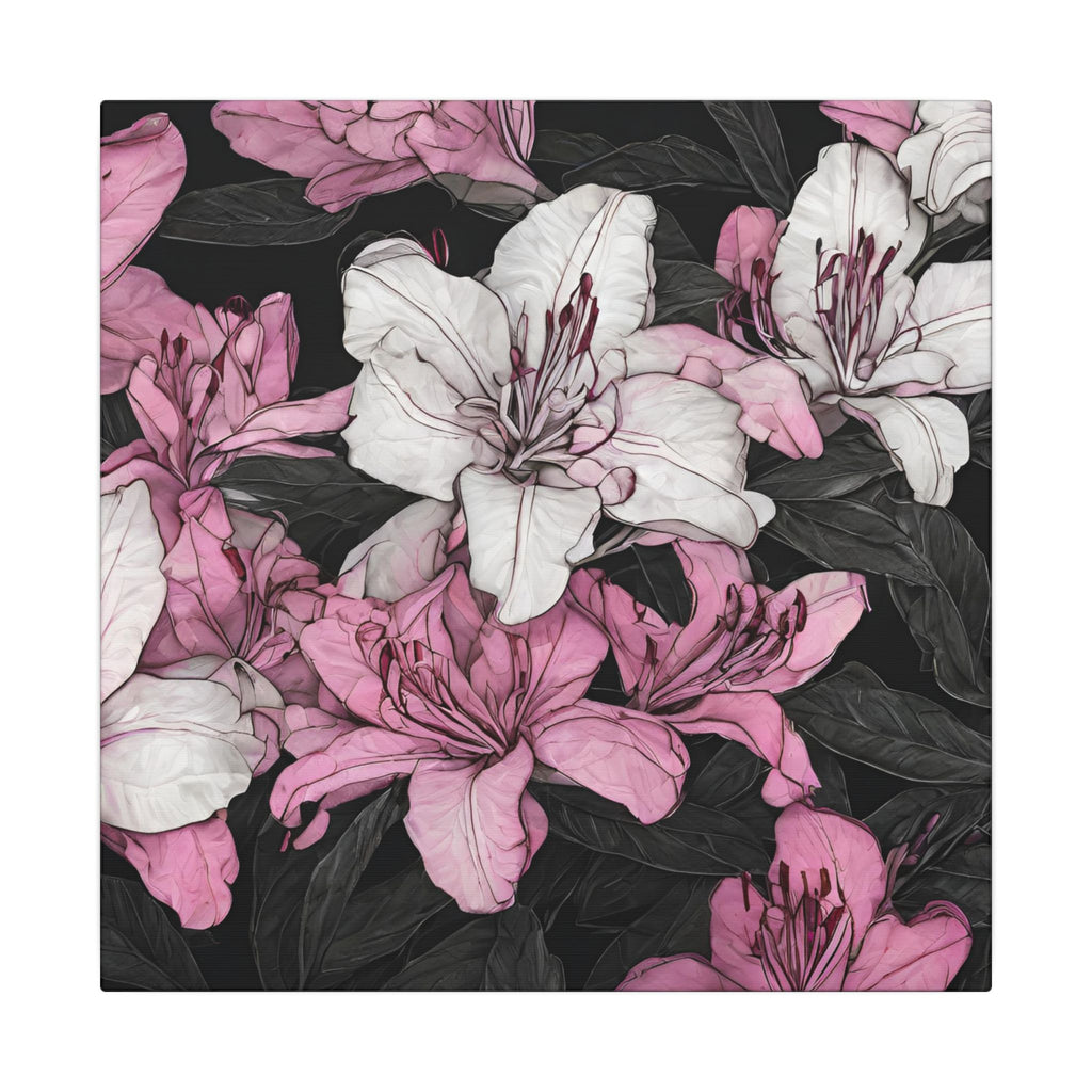 Pink & White Lily Matte Canvas Wall Art — Floral Stretched Canvas Print
