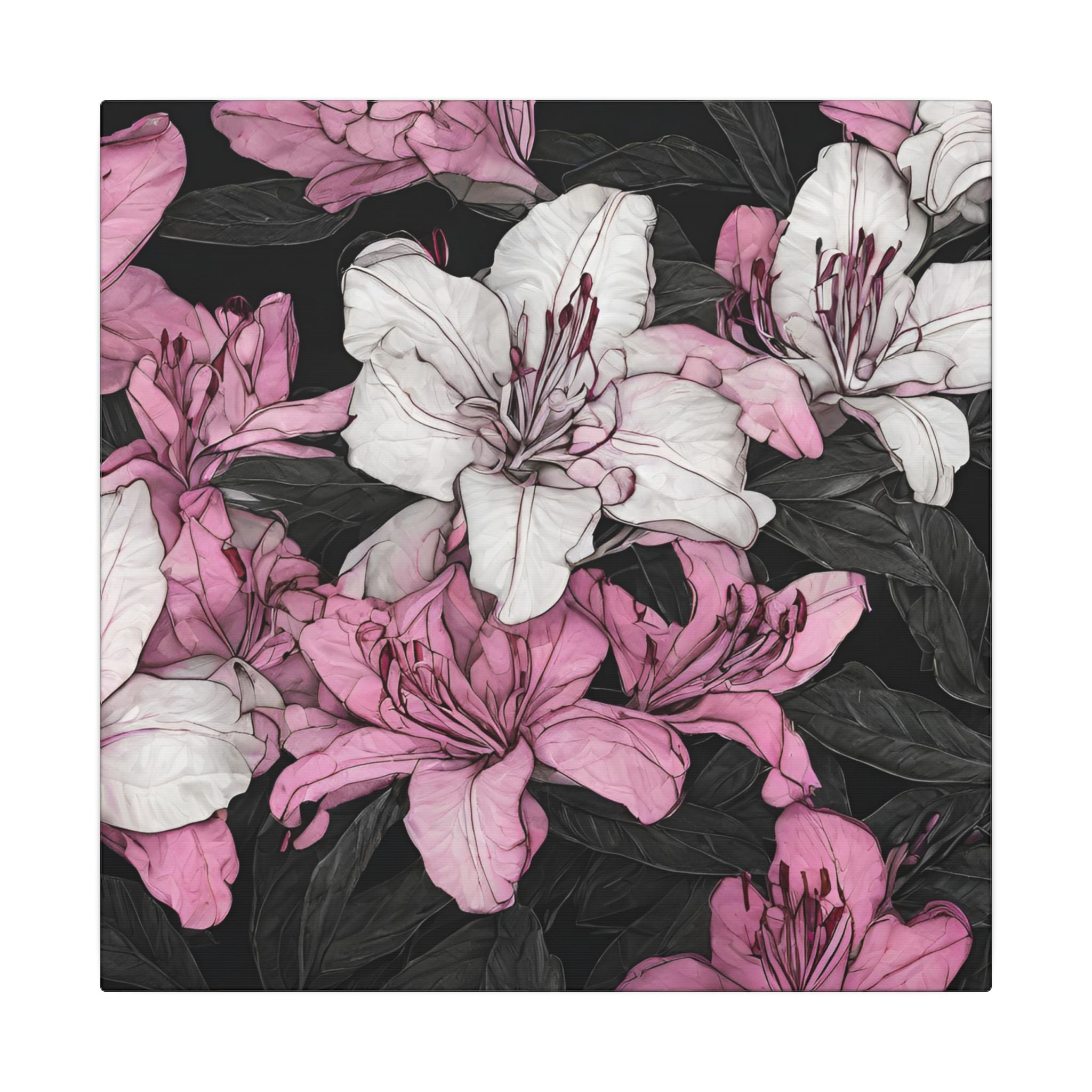 Pink & White Lily Matte Canvas Wall Art — Floral Stretched Canvas Print