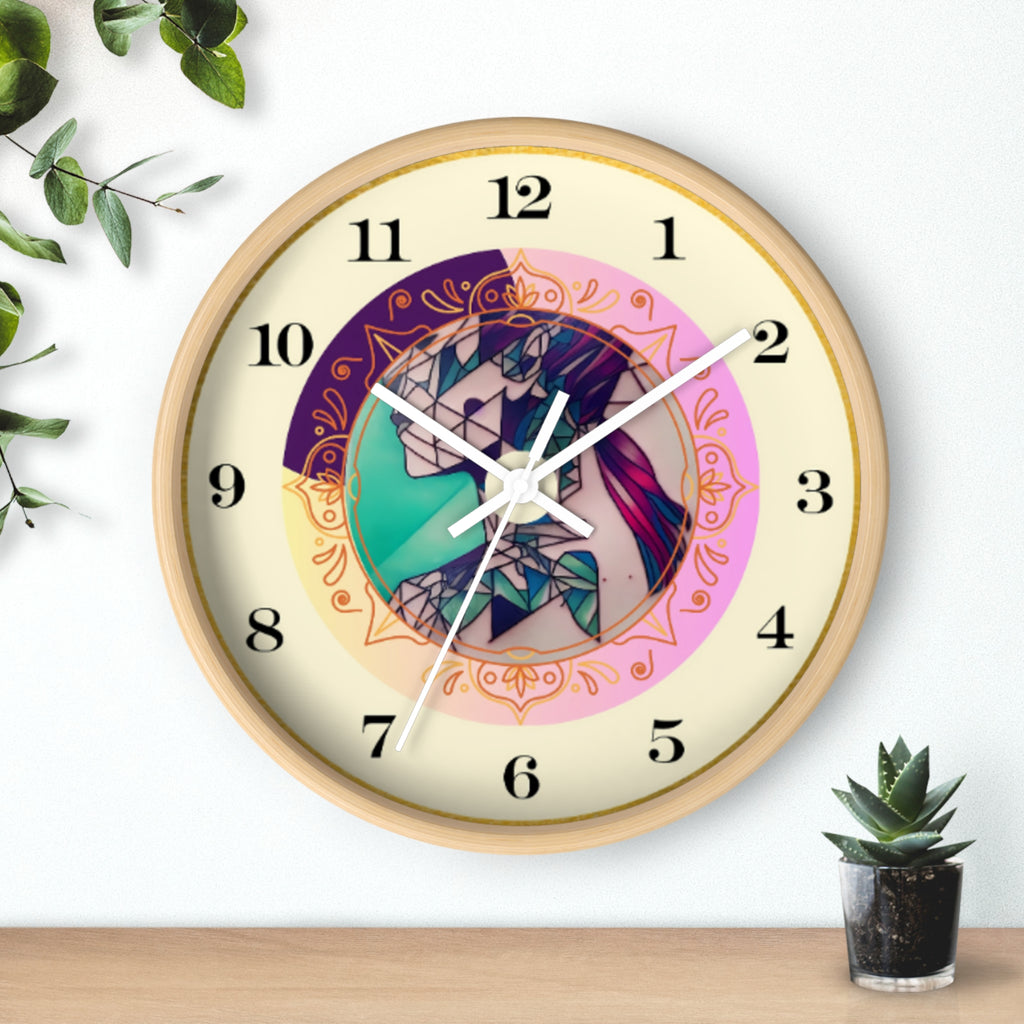 Teen Girl Tattoo Art Wall Clock — Non‑Ticking Bedroom Decor