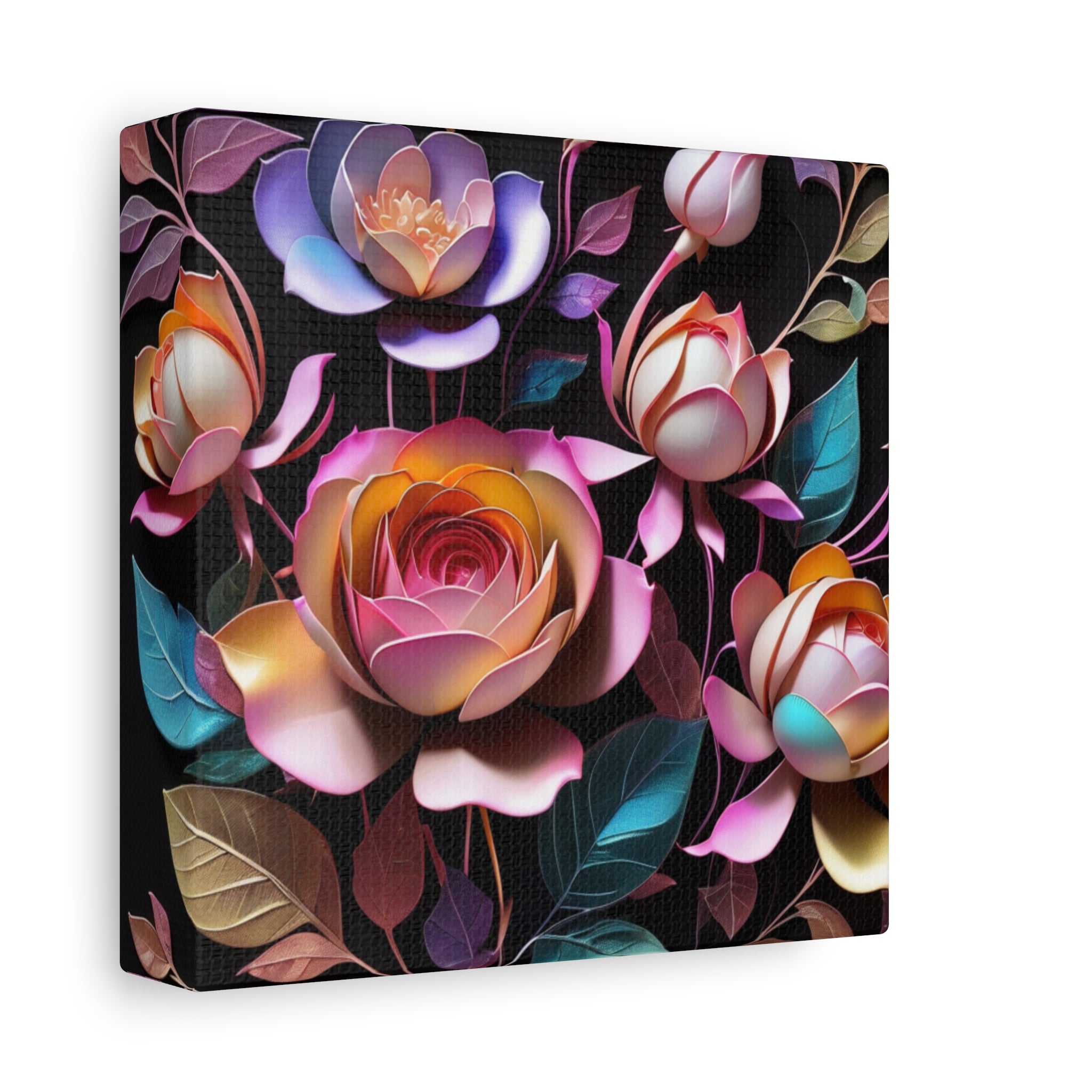 Floral 3D Wall Art Canvas - Elegant Rose Design for Home Decor