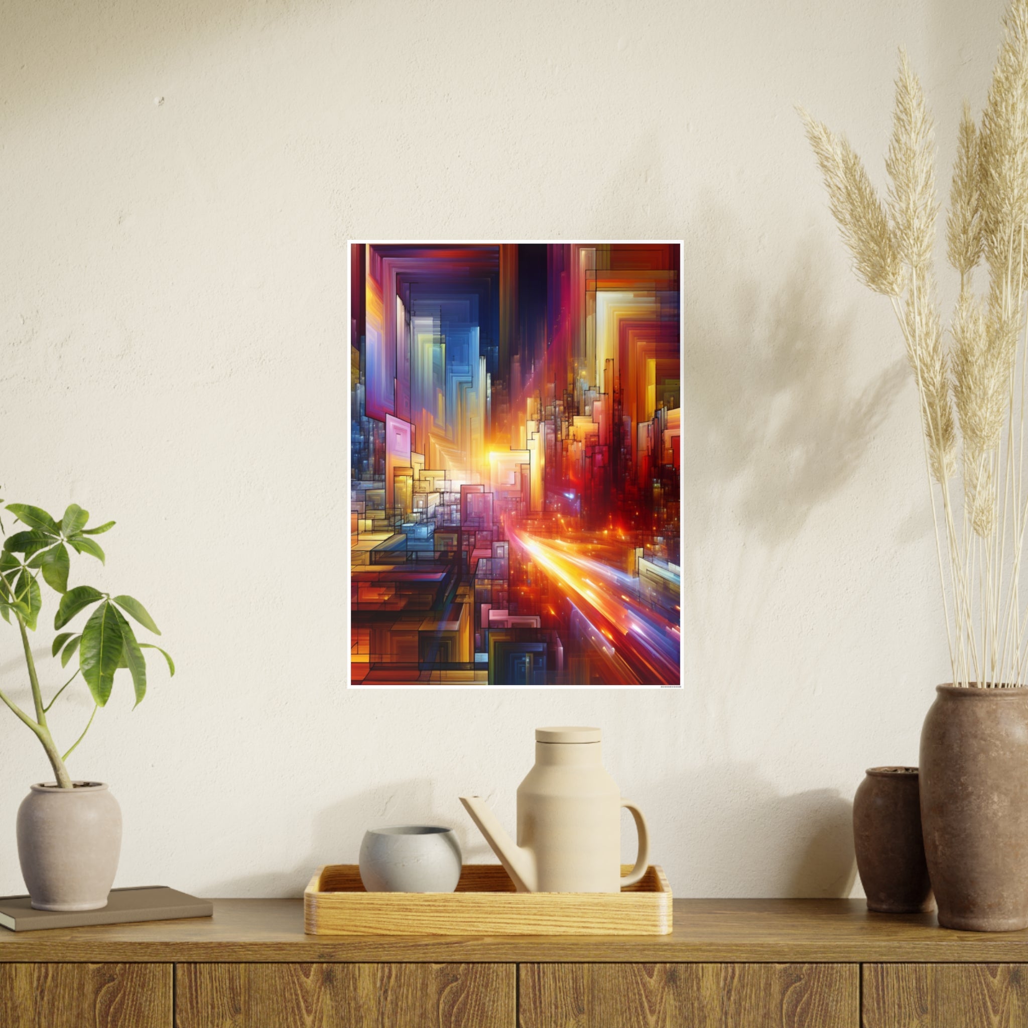 Abstract City Lights Photo Art Poster — Vibrant Futuristic Urban Wall Art