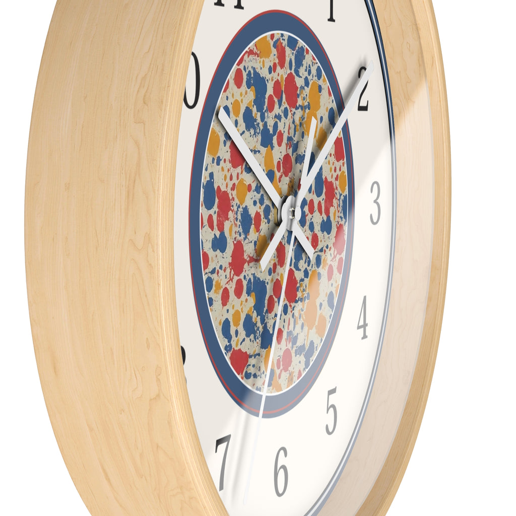 Unque Wall Clock, Artsy Paint Splatter Design