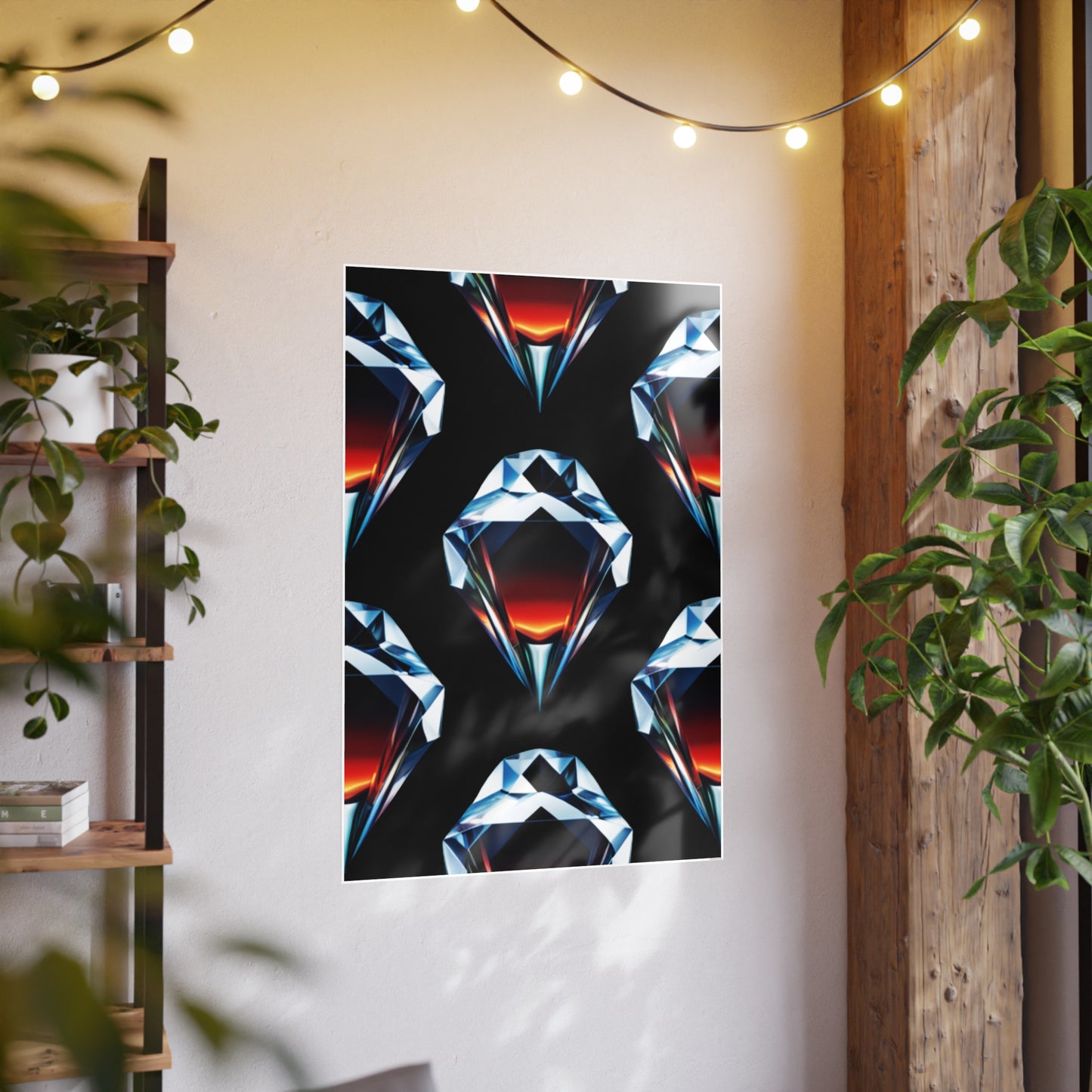 Large Unframed Satin Posters, Diamond and Fire Collage Photorealistic Digital Art