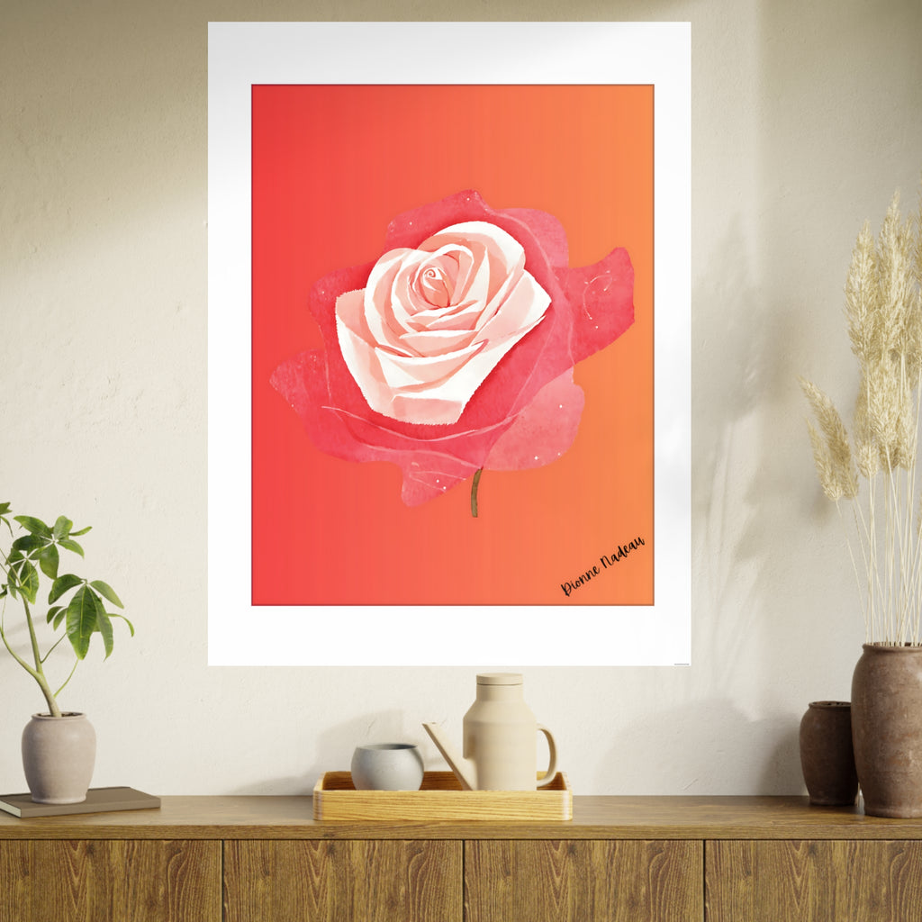 Red Rose Signed Digital Art Paper Poster