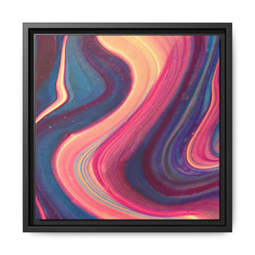 Framed Canvas Art Print,  Sandy Shades of Pink Waves Abstract Textured Wall Art