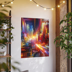 Abstract City Lights Photo Art Poster — Vibrant Futuristic Urban Wall Art