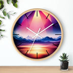 Gemstone Landscape Wall Clock, Round Silent Black Clock, Home Decor, Office Decor, Nature Lover Gift, Unique Clock Gift