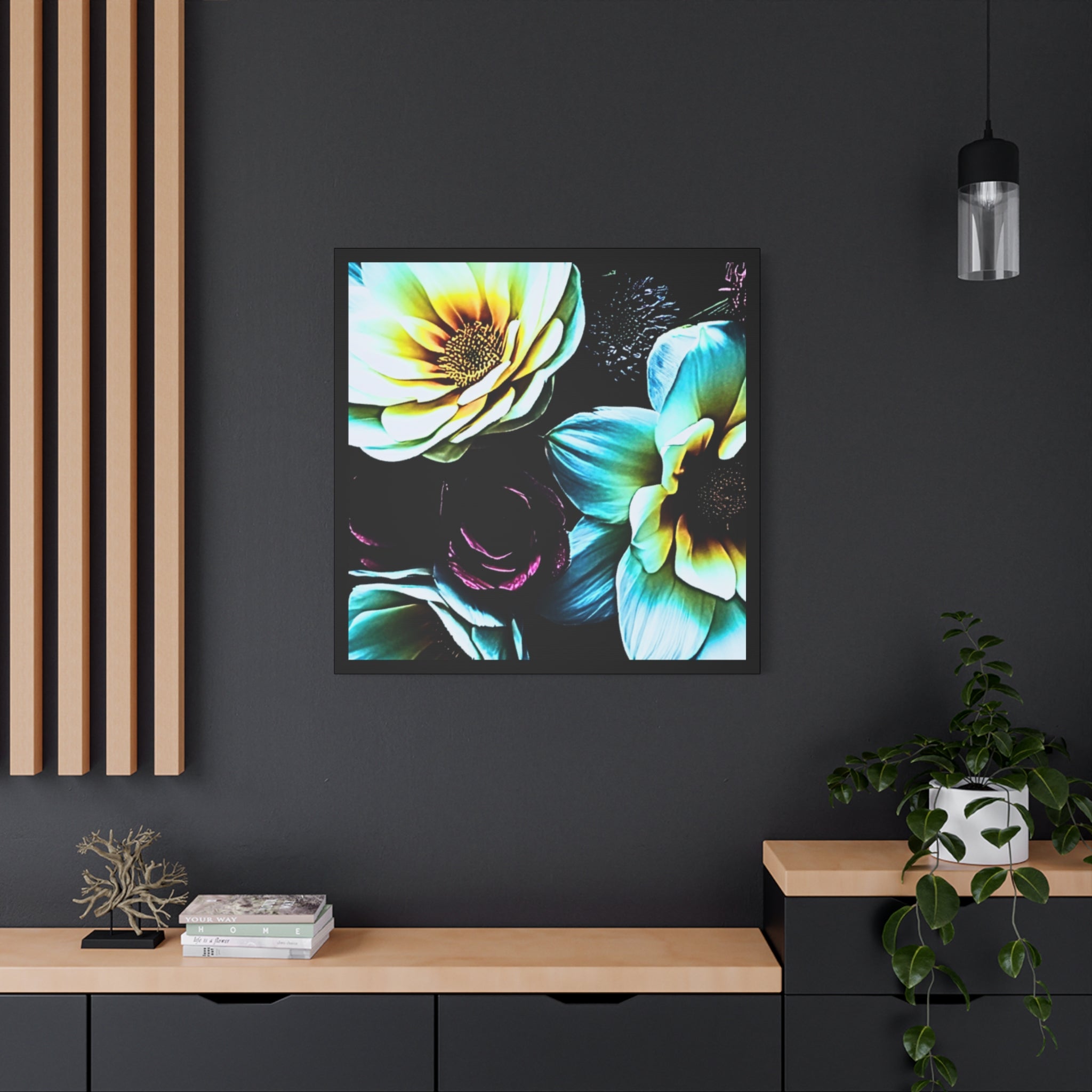 Unframed Canvas Art Print, Moody Botanicals Wall Art black border print