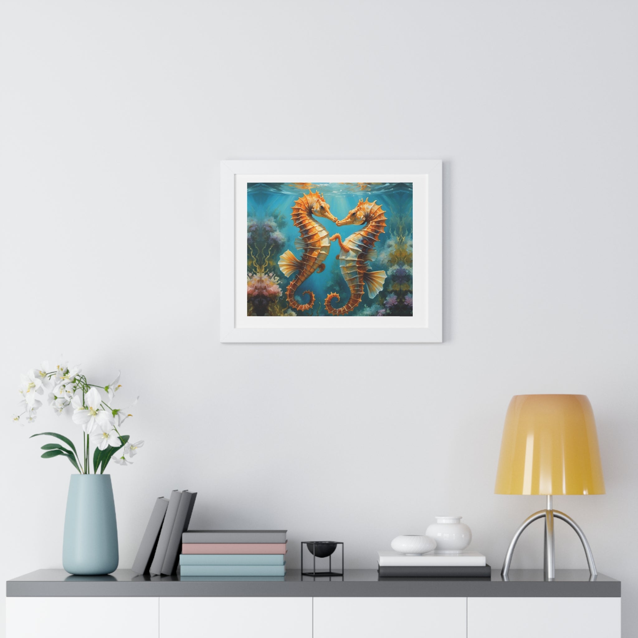Framed Poster Seahorses in Love