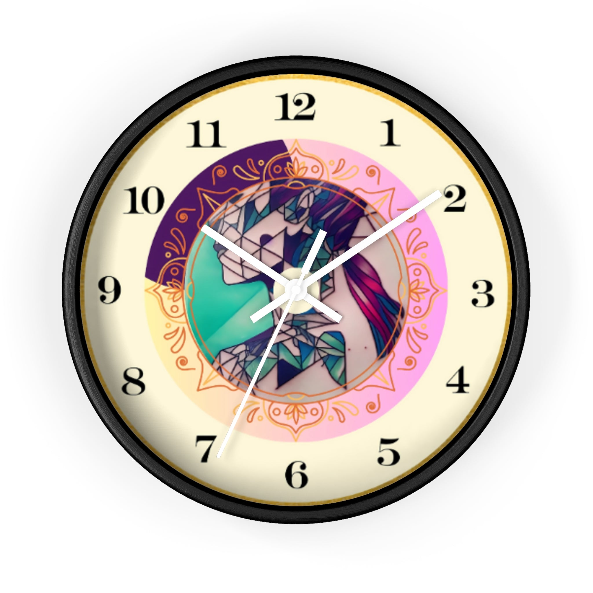 Teen Girl Tattoo Art Wall Clock — Non‑Ticking Bedroom Decor